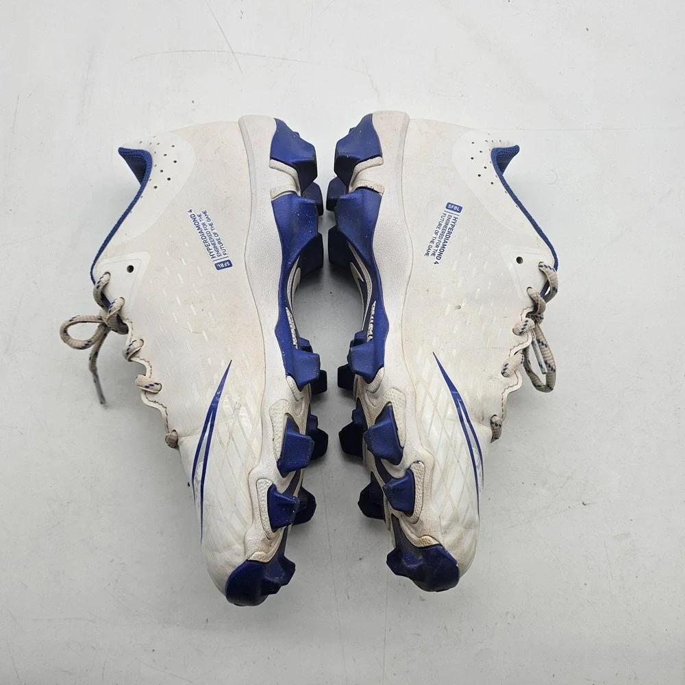 Nike Hyperdiamond 4 Softball Cleats Girls 5 Youth White Blue Molded Spikes